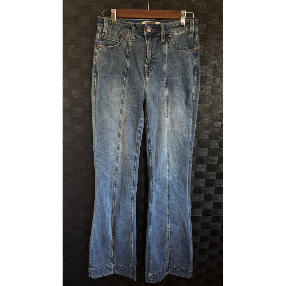 Rock & Roll Trouser Denim Jeans Womens 27x36 Blue High Rise Front Seam Flare